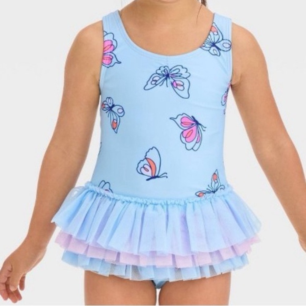 Girls Cat & Jack Butterfly Tutu Swimsuit